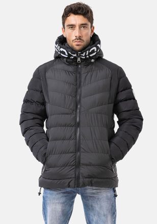 Cipo & Baxx Steppjacke CIPO & BAXX, Herren, Gr. XXL, schwarz, Web, Obermaterial: 100% Polyester, unifarben mit Farbeinsatz, normal, gerader Abschluss, Jacken Step