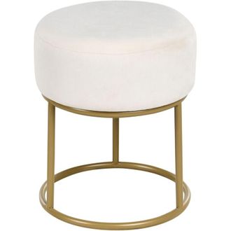 Beliani Pouf rotondo in velluto con base in metallo dorato Pouf Glam bianco sporco Delco