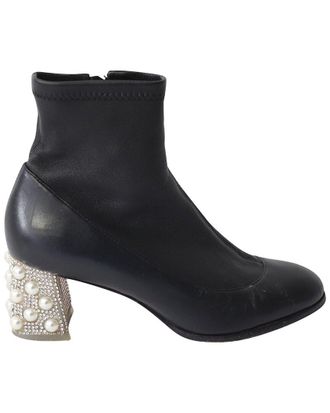 Sophia Webster Womens Leather Embellished Heel Bootie (Authentic Pre-Loved)
