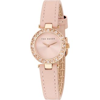 Ted Baker Jolyye Leather Strap Watch, 24mm in Pink at Nordstrom