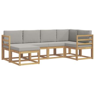 vidaXL Conjunto De Sof&aacute;s De Exterior 6 Pcs Blanco Y Gris Claro Vidaxl