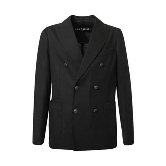 Circolo 1901 Blazers, male, Blue, L, Double-Breasted Wool Cashmere Jacket