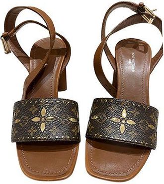 Louis Vuitton Monogram canvas & leather silhouette heeled sandals Size 37
