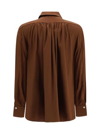 Ella Silk With Back Gathering Shirt - Brown