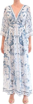 Marchesa Gathered Silk Chiffon Maxi Dress
