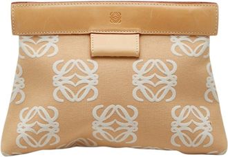 Loewe Beige Canvas Leather Clutch Bag (Pre-Owned)