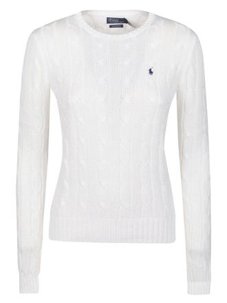 Ralph Lauren White Cotton Cable-Knit Crew Neck Sweater