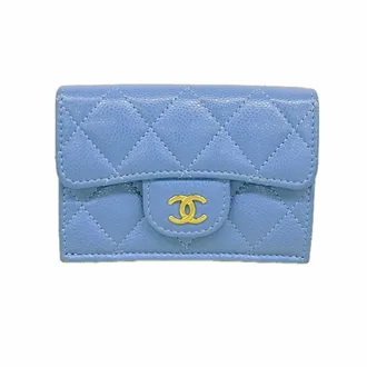 Chanel Blue Grained Calfskin Wallet (Tri-Fold) (Pre-Owned)