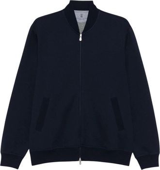 Brunello Cucinelli Bomberjack met rits - Heren - Bomber jackets - Blauw - M - Jassen