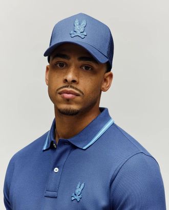 Psycho Bunny Mens Gabin Trucker Cap 404 GRAY BLUE / O/S