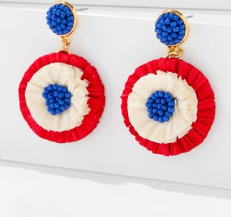 Talbots Tricolor Straw Drop Earrings - Catalina Blue - 001 Talbots