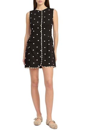 En Saison Heather Embroidered Minidress in Black Natural at Nordstrom, Size X-Large