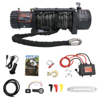 OEM Cabrestante El&eacute;ctrico, Capacidad De Remolque De 13500 Lb, Motor De 6,5 Hp, Cable Sint&eacute;tico