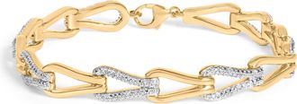 House of Brilliance Gold Vermeil 1/7 Cttw Diamond Bold Knot Link Bracelet