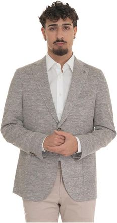 Paoloni Jasje met textuur en opgestikte zakken - Heren - Blazers - Bruin - S - Katoen - Jassen