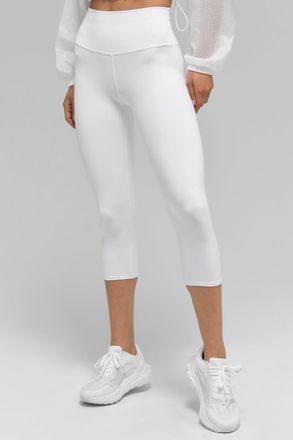 Alo | High-Waist Airbrush Capri Pants in White, Size: Medium
