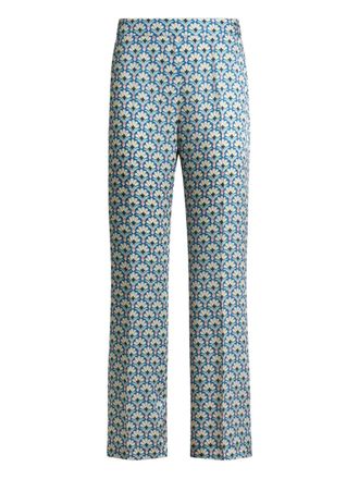 Etro palm-motif bootcut trousers - Blue