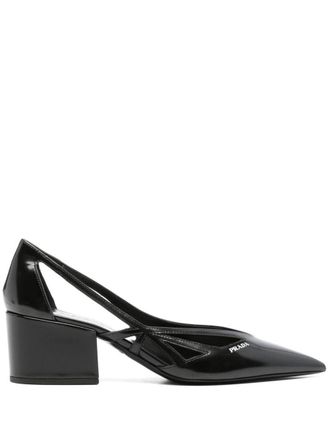 Prada Brushed Leather Cut-Out Pumps Shoes