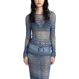 Anna Sui Ombre Space Dye Crochet Top- Twilight Blue at Nordstrom, Size X-Small