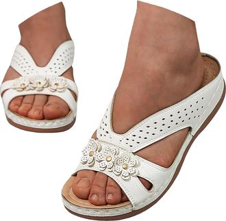 Generic Womens Flip Flops Black Elegant Mules Summer Soft Non-Slip Slippers Comfort Lightweight Slipers Flat Cork Foot Bed Sandals Comfortable Large Size Toe 