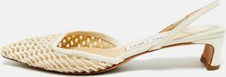 Jimmy Choo London Cream Leather And Mesh Erica Slingback Pumps