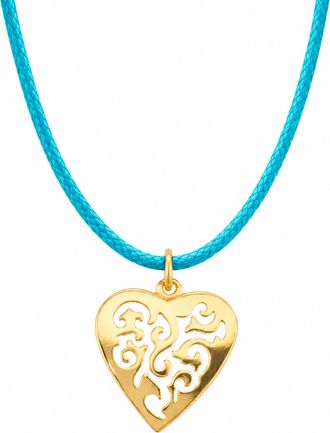 Liv Oliver 18K Gold Turquoise & Heart Drop Necklace