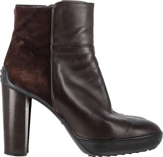Tod's TodS Pre-owned Womens Platform Ankle Boots in Brown Leather and Suede - Mocha - Size EU 38