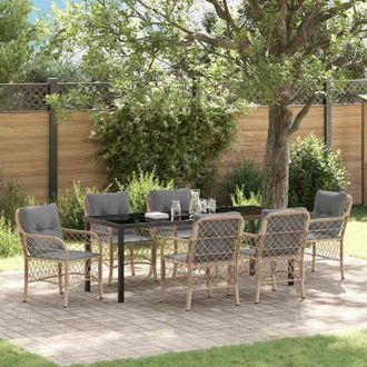 vidaXL Conjunto De Comedor De Jard&iacute;n 7 Pcs Beige Rat&aacute;n Sint&eacute;tico Vidaxl
