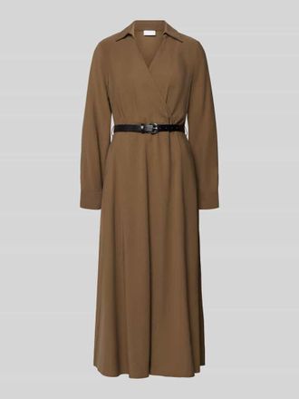 Jake*s Midikleid in Wickel-Optik mit G&uuml;rtel in Taupe, Gr&ouml;&szlig;e 32