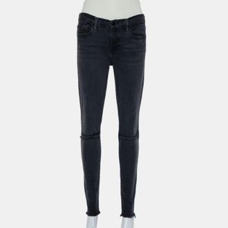 Frame Denim Frame Black Faded Denim Le Skinny De Jeanne Distressed Jeans