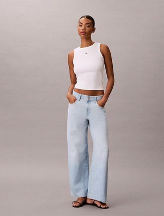 Calvin Klein Cotton Linen Wide Leg Jeans