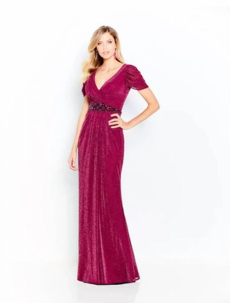 Mon Cheri Cameron Blake V-Neck Maxi Dress In Aubergine