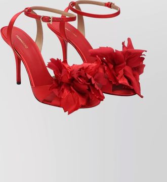 Ferragamo satin sandals featuring floral detail