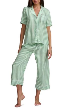 Splendid Notch Collar Pajamas in Foggreenstripe at Nordstrom, Size Medium