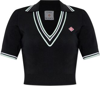 Casablanca Tops, Dames, Zwart, S, Polo met logopatch