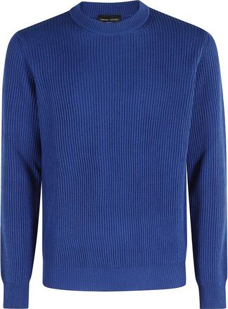 Roberto Collina Beige Cirkel Hals Trui Lange Mouw - Heren - Ronde hals truien - Blauw - L - Truien & Vesten