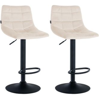 Clp Clp - Juego De 2 Taburetes De Bar Jerry En Terciopelo Crema Negro