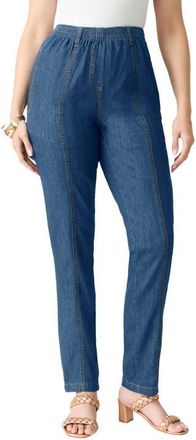 Roaman's Plus Size Easy Wear Straight Leg Jean in Medium Wash at Nordstrom, Size 16