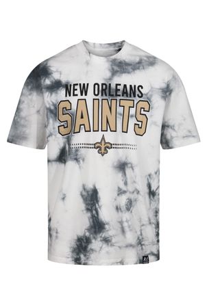 Recovered Clothing New Orleans Saints NFL Tie-Dye Relaxed Oversized T-Shirt Black White