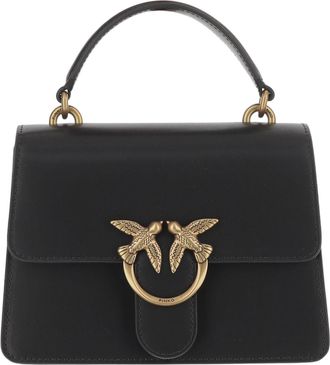 Pinko Black Love One Mini Light Leather Shoulder Bag