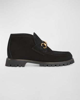 Gucci Sylke Suede Horsebit Booties