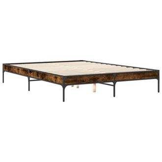 Berkfield Home Durable Bed Frame without Mattress Smoked Oak 140x200 cm in Brown
