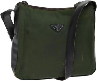 Prada Pre-owned Cross Body Bags, female, Green, Size: ONE SIZE Pre-owned Nylon Cross Body Bag