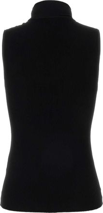 Loewe Womens Ribbed Knit Tank Top Black Viscose Polyester Nylon Tops