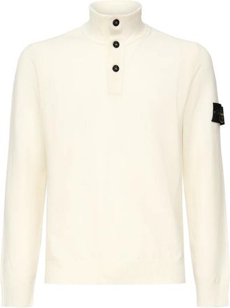 Stone Island Truien & Vesten, Heren, Wit, S, Witte Sweater met Opstaande Kraag