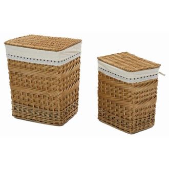 Vacchetti Vacchetti - Cesto De Mimbre Rectangular Con Forro De Encaje 46x33x56cm