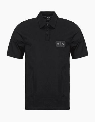 A|X Armani Exchange Mens Regular Fit Embroidered Logo Black/Gold Polo Shirt - Size: 44