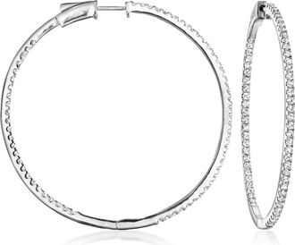 Ross-Simons Diamond Inside-Outside Hoop Earrings in Sterling Silver