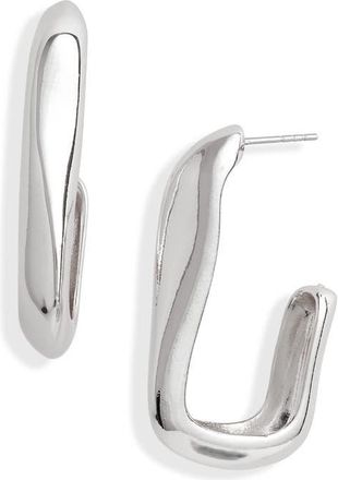 Open Edit Organic Hoop Earrings in Silver at Nordstrom