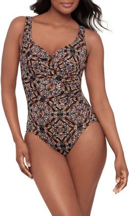 Miraclesuit Scandale Escape Underwire One-Piece Swimsuit in Black/Multi at Nordstrom, Size 10